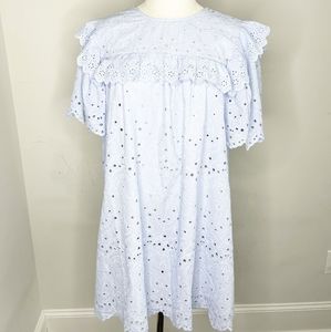 NWT H&M Dress Blue Eyelet Ruffles